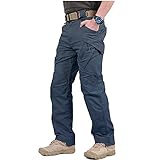 CARWORNIC Gear Men's Hiking Tactical Pants Lightweight Cotton Outdoor Military Combat Cargo Trousers (30W x 30L, Navy Blue)