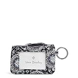Vera Bradley Women's Cotton Zip ID Case Wallet, Charcoal Medallion, One Size
