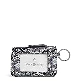 Vera Bradley Women's Cotton Zip ID Case Wallet, Charcoal Medallion, One Size