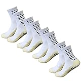 Yufree Men's Soccer Socks Anti Slip Grip Pads for Football Basketball, 4 Pair (White)