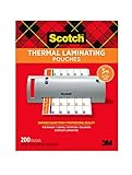 Scotch Thermal Laminating Pouches, 200 Pack Laminating Sheets, 3 Mil, 8.9 x 11.4 Inches, Education Supplies & Craft Supplies, For Use With Thermal Laminators, Letter Size Sheets (TP3854-200)