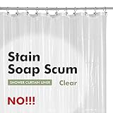 Barossa Design Plastic Shower Liner Clear - Premium PEVA Shower Curtain Liner with Rustproof Grommets and 3 Magnets, Waterproof Cute Lightweight Standard Size Shower Curtains for Bathroom - Clear
