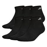 adidas Men's Athletic Cushioned Low Cut Socks with Arch Compression for a Secure fit (6-Pair), Black/Aluminum 2, Large