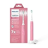 PHILIPS Sonicare 4100 Power Toothbrush, Rechargeable Electric Toothbrush with Pressure Sensor, Deep Pink HX3681/26