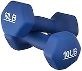 Amazon Basics Neoprene Coated Hexagon Workout Dumbbell Hand Weight, 20 Pounds, 10 pound (Set of 2), Navy Blue
