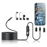 Endoscope Camera with Light, 1920P HD Borescope Tools with 8 Adjustable LED Lights, Endoscope with 16.4ft Semi-Rigid Snake Camera, IP67 Waterproof Inspection Borescope for iOS and Android-16.4ft