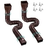 PXCAYFF 2 Pack Rain Gutter Downspout Extensions Flexible,Downspout Extender Diverter Extendable from 21' to 58'. Drain Pipe Connector Extendable for Most Residential Downspouts (Brown)