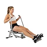 Sunny Health & Fitness SF-RW5639 Full Motion Rowing Machine Rower w/ 350 lb Weight Capacity and LCD Monitor, Silver