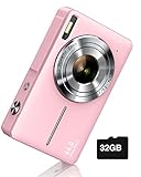 Digital Camera, FHD 1080P, Digital Point and Shoot, 44MP for Vlogging with Anti Shake 16X Zoom, Compact, Small for Kids Boys Girls Teens Students Seniors- Pink