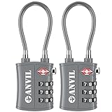 TSA Approved 3 Digit Luggage Cable Locks, Small Combination Padlock Ideal for Travel – Added Security for Suitcases and Backpacks- 2 Pack (Gray 2 Pack)