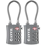 TSA Approved 3 Digit Luggage Cable Locks, Small Combination Padlock Ideal for Travel – Added Security for Suitcases and Backpacks- 2 Pack (Gray 2 Pack)