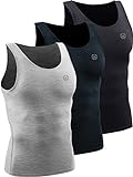 NELEUS Men's 3 Pack Compression Tank Top Tight Muscle Shirts,5074,Black (Grey)/Slate Gray/Light Grey,US M,EU L