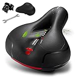 GREAN Comfortable Seat Cushion for Men Women with Dual Shock Absorbing Ball Memory Foam Waterproof Wide Bicycle Saddle Fit for Stationary/Exercise/Indoor/Mountain/Road Bikes