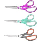 Scissors, iBayam 8' Multipurpose Scissors Bulk 3-Pack, Ultra Sharp Blade Shears, Comfort-Grip Handles, Sturdy Sharp Scissors for Office Home School Sewing Fabric Craft Supplies, Right / Left Handed