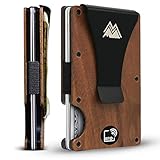 Mountain Voyage - Minimalist Wallet for Men - Slim RFID Wallet I Natural Walnut Wood & Scratch Resistant Carbon Fiber Credit Card Holder & Money Clip, Easily Removable Money & Cards, Mens Wallets