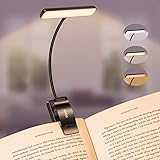 Gritin 19 LED Rechargeable Book Light for Reading in Bed with Memory Function- Eye Caring 3 Color Temperatures,Stepless Dimming Brightness,80 Hrs Runtime Lightweight Clip On Book Light for Book Lovers