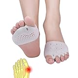 Ball of Foot Cushions, (4PCS) Metatarsal Pads, Toe Separator, Toe Spacers, Breathable & Soft Gel Foot Pads, Forefoot Pads for Mortons Neuroma Callus, Diabetic Feet, Blisters,
