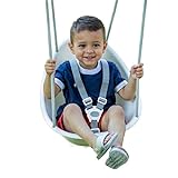 Swurfer Coconut Toddler Swing – Comfy Baby Swing Outdoor, 3- Point Adjustable Safety Harness, Secure, Safe Quick Click Locking System, Blister-Free Rope, Easy Installation, Ages 9 Months and Up, Ivo