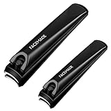FACEMADE Nail Clippers Set - 2 Pack Premium Sharp Stainless Steel Fingernail & Toenail Clippers with Sturdy Travel Tin Case, Professional Manicure Kit Fingernail Tools for Nail Care (Black)