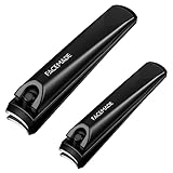 FACEMADE Nail Clippers Set - 2 Pack Premium Sharp Stainless Steel Fingernail & Toenail Clippers with Sturdy Travel Tin Case, Professional Manicure Kit Fingernail Tools for Nail Care (Black)