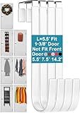 Over the Door Hooks Fit Interior Door up to 1 3/8' Optimal, Steel w/ Rubber Coating, Not for Front Door, for Hanging Towel Robe Hanger Bathroom Bunk Wreath Ironing Board Holder Cute 4pcs 5.5' White
