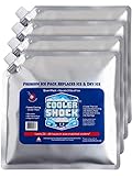 Cooler Shock Reusable Ice Packs for Cooler, Ice Packs for Lunch Bags, Long-Lasting Cold Freezer Packs for Lunch Boxes, Cooler Accessories for School, Beach and Fishing, Camping Gifts, 4 Pack