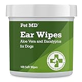 Pet MD - Dog Ear Cleaner Wipes - Otic Cleanser for Dogs to Stop Ear Itching, and Infections with Aloe and Eucalyptus - 100 Count