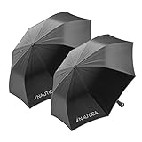 Nautica 2-Pack Umbrella for Travel - Auto Open Compact, Lightweight & Folding - Best Windproof Umbrellas for Rain, Sun & Wind Protection, Small, Automatic & Collapsible in Black