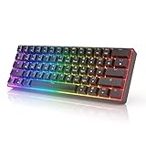 HK GAMING GK61 Mechanical Gaming Keyboard - 61 Keys Multi Color RGB Illuminated LED Backlit Wired Programmable for PC/Mac Gamer (Gateron Optical Silver, Black)