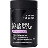 Sports Research Evening Primrose Supplement from Cold Pressed Oil - Softgels for Women’s Health & Skin Health - Gluten Free & Non-GMO GLA - High Potency 1300mg, 120 Count