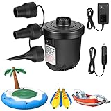 Air Pump for Inflatables,Portable Quick-Fill Electric Air Mattress Pump with 3 Nozzles,Inflator & Deflator Pumps for Outdoor Camping, Pool Floats,Inflatables Couch,Swimming Ring,12V DC/110V AC (White)