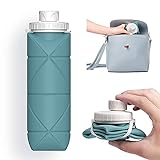 SPECIAL MADE Collapsible Water Bottles Leakproof Valve Reusable BPA Free Silicone Foldable Travel Water Bottle for Gym Camping Hiking Travel Sports Lightweight Durable 20oz Dark Green