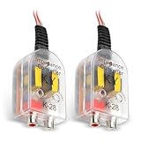 Nowkont 2 PCS Car Speaker Audio Output Converter, RCA Line Signal Converter, Waterproof Durable Design, Portable Vehicle Auxiliary Input Accessories for Sound Systems (Multicolored)