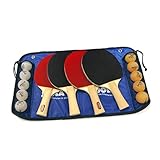 JOOLA Family Premium Table Tennis Bundle Set - 4 Regulation Ping Pong Paddles, 10 Training 40mm Ping Pong Balls, and Carrying Case - For Training and Recreational Play - Indoor and Outdoor Compatible