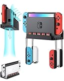 ZAONOOL Wall Mount for Nintendo Switch and Switch OLED, Metal Wall Mount Kit Shelf Stand Accessories with 5 Game Card Holders and 4 Joy Con Hanger, Safely Store Switch Console Near or Behind TV, Black