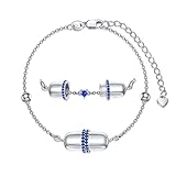 Capsule Gift 925 Sterling Silver Capsule Pill Bracelets September Birthstone Bracelet for Women Dainty Pill Link jewelry Cubic Zircon Chain Bracelets for Girl Friends Mom daughter (with Gift Box)