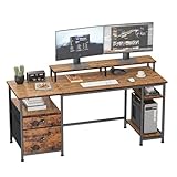Generic 61'' spacious industrial-style computer desk, Brown