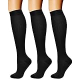 CHARMKING Compression Socks for Women & Men Circulation (3 Pairs) 15-20 mmHg is Best Athletic for Running, Flight Travel, Support, Cycling, Pregnant - Boost Performance, Durability (L/XL,Black)