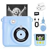 Hikkon Instant Print Camera for Kids - 2.4 Inch Kids Camera Instant Print with Print Paper & 32G Card- Kids Toys HD Digital Camera as Christams Birthday Gifts for Girls Boys Age 3-12 (Blue)