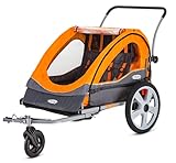 Instep Quick-N-EZ Double Tow Behind Bike Trailer, Converts to Stroller/Jogger, Orange