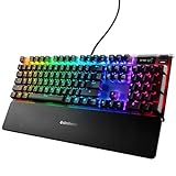 SteelSeries Apex 7 Mechanical Gaming Keyboard – OLED Smart Display – USB Passthrough and Media Controls – Linear , Quiet – RGB Backlit (Red Switch)