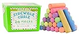 Kid Made Modern Sidewalk Chalk Set for Kids - Washable, Colored Chalk for Outdoor Play and Chalkboard Art - Ages 3+ (24 Pieces, Multicolor)