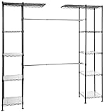 Amazon Basics Expandable Metal Hanging Storage Organizer Rack Wardrobe with Shelves, 14'-63' x 58'-72', Black