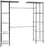 Amazon Basics Expandable Metal Hanging Storage Organizer Rack Wardrobe with Shelves, 14'-63' x 58'-72', Black