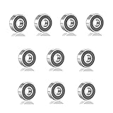 ［10 Pack］ 608 2RS Ball Bearings – Bearing Steel and Double Rubber Sealed Miniature Deep Groove Ball Bearings for Skateboards, Inline Skates, Scooters (8mm x 22mm x 7mm)