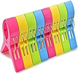JABINCO Beach Towel Clips Chair Clips Towel Holder,Plastic Clothes Pegs Hanging Clip Clamps, Yellow,blue,green,red (Pack of 8)