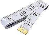 Soft Tape Measure Double Scale Flexible Ruler for Weight Loss Medical Body Measurement Sewing Tailor Craft, Vinyl , Has Centimetre Scale on Reverse Side 60-inch（White）