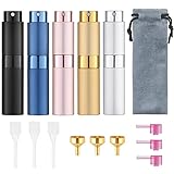 Tekson 5PCS 8ml Travel Perfume Atomizer Refillable, Mini Cologne Spray Bottle Empty, Small Aftershave Portable Sprayer for Liquid Dispenser (Five Colors)