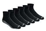 Dickies Men's Dri-tech Moisture Control Quarter Socks Multipack, Black (6 Pairs), Shoe Size: 6-12