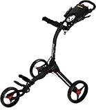 Bag Boy Compact 3 Golf Push Cart, Easy Three-Step Open & Close, Scorecard Console, Beverage Holder, Mobile Device Holder, Handle Mounted Parking Brake